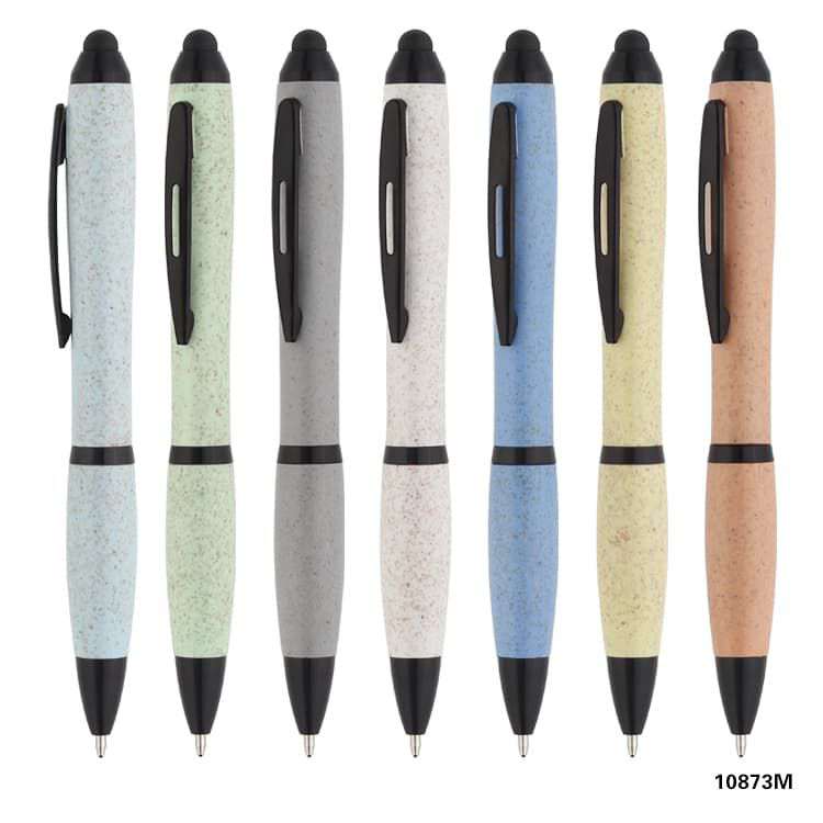 Wholesale custom  Wheat Straw Touch Pen Green Choice