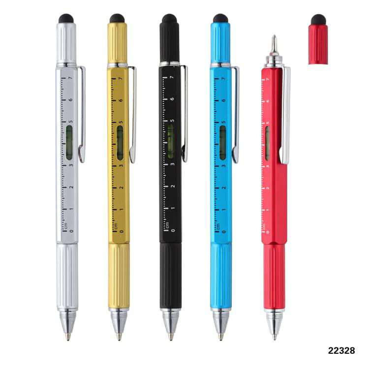 Wholesale custom  5 in 1 Multifunction Metal Pen Novelty Pen