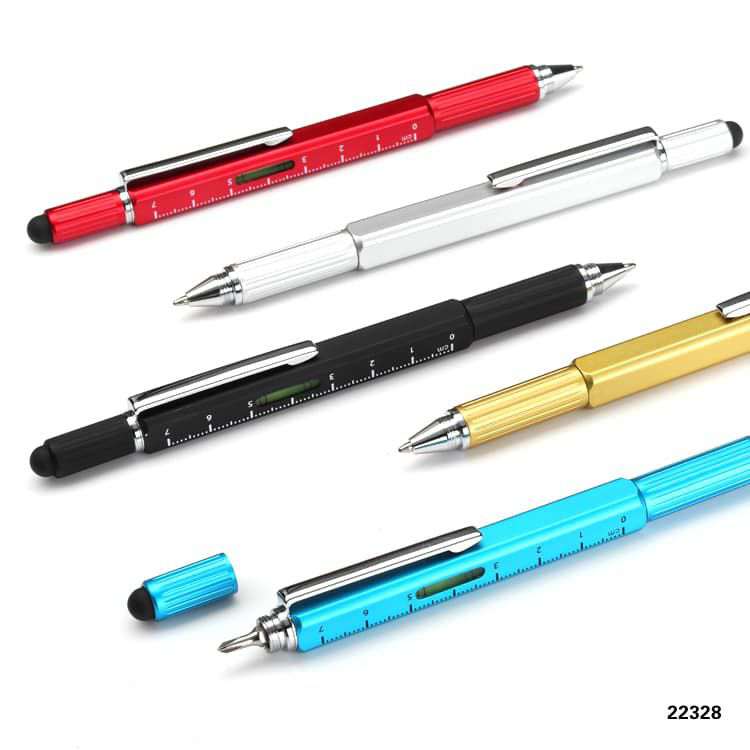 Wholesale custom  5 in 1 Multifunction Metal Pen Novelty Pen 2