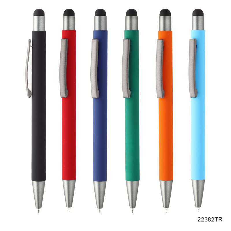 Wholesale custom  Push action Aluminium ballpen Touch Pen