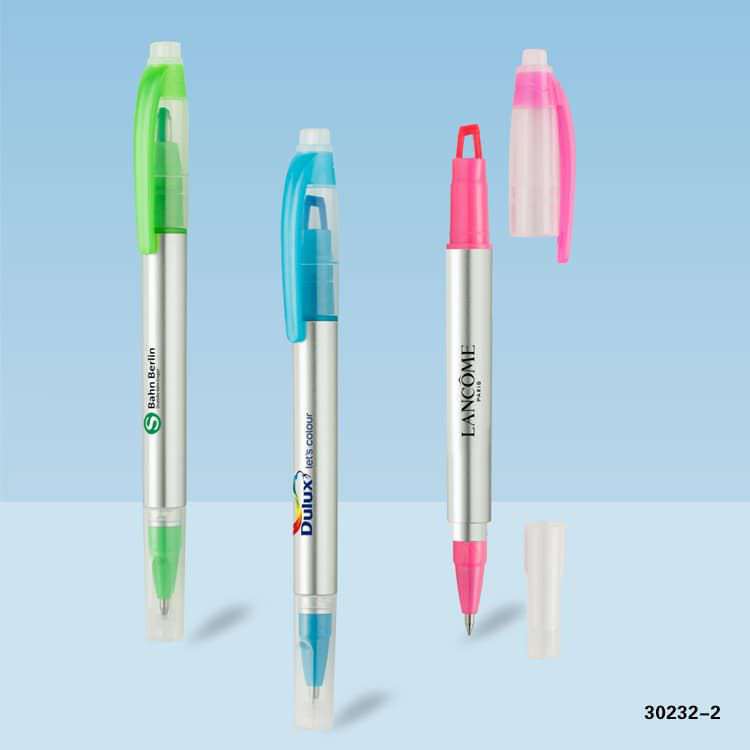 Wholesale custom  2 in 1 ballpen with highlighter Highlighter 2