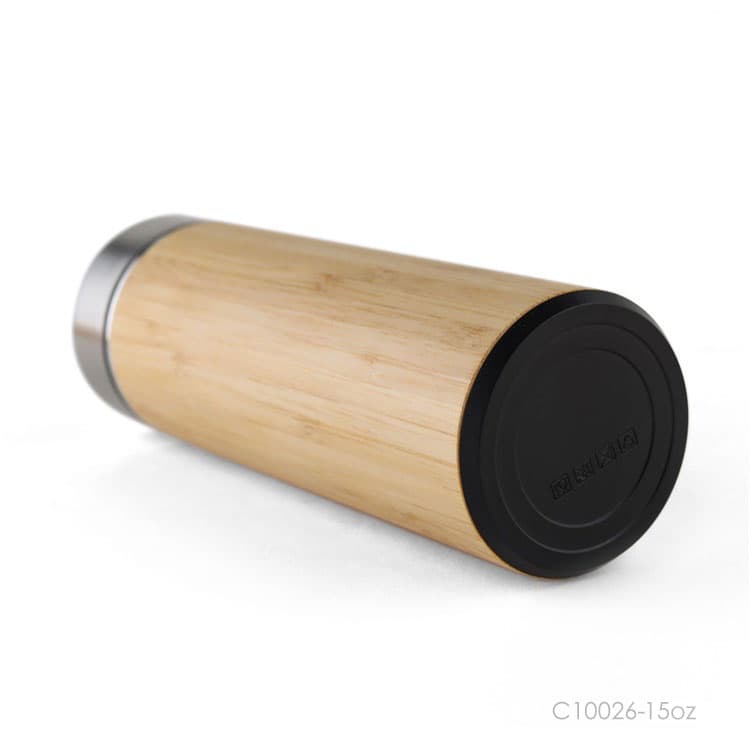 Wholesale custom  450ML Vacuum insulated bamboo flask Green Choice 2