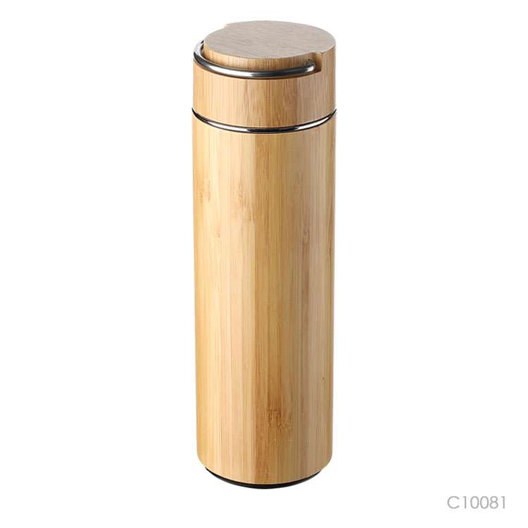 Wholesale custom  400ML Double layer vacuum bamboo cup. Green Choice 2