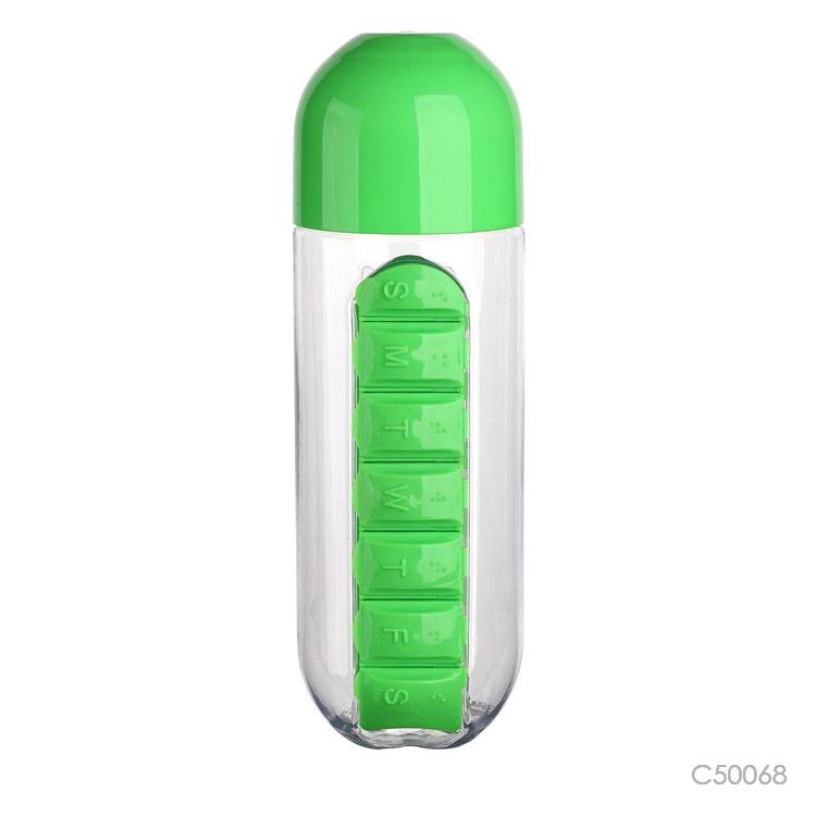 Wholesale custom  600ML water bottle with pillbox Plastic Water Bottles 2