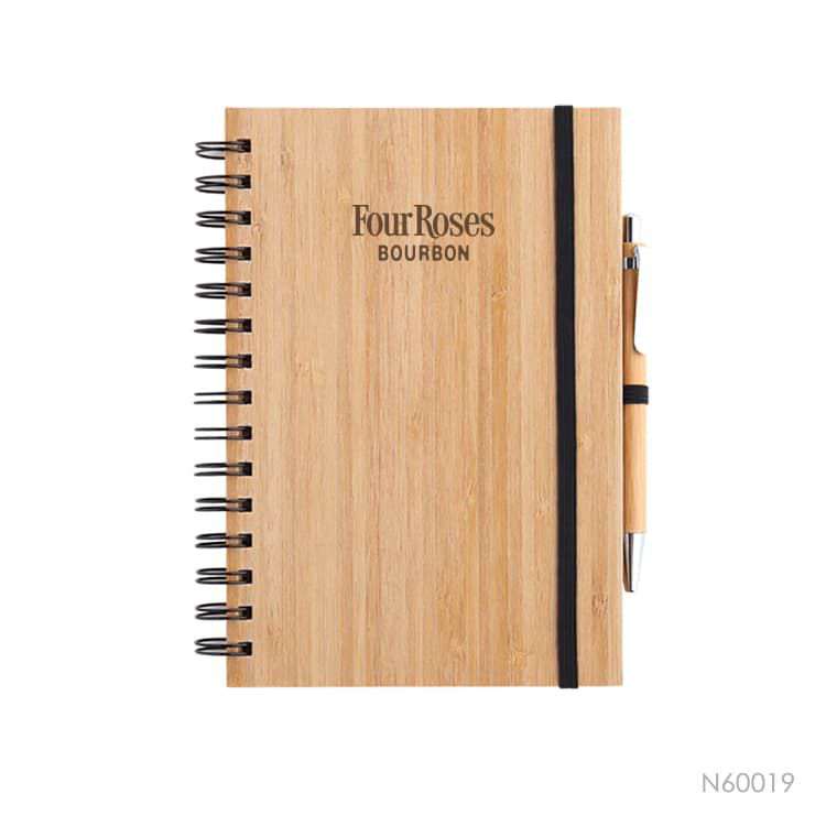 Wholesale custom  Notebook with bamboo cover and bamboo pen. Green Choice 2