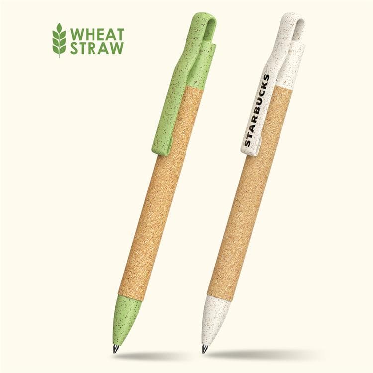 Wholesale custom  Cork and Wheat starw ballpen Paper