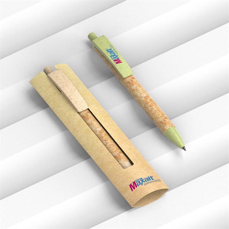 Wholesale custom  Cork and wheat straw ballpen Cork