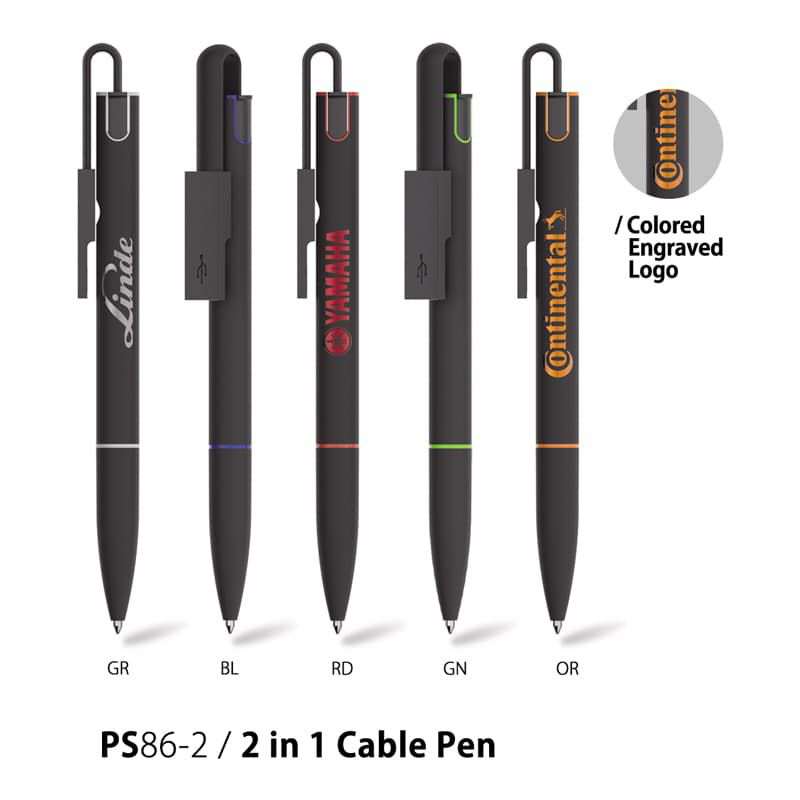 Wholesale custom  Aluminium ballpen with cable USB Pen