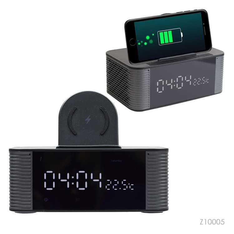 Wholesale custom  Bluetooth Speaker with Wireless Charger & Clock Bluetooth Speaker