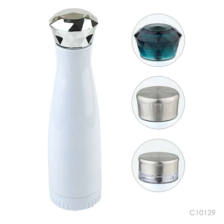 Wholesale custom  500ML Double wall vacuum insulated SS bottle with diamond shape lid. Stainless Steel Water Bottles 2