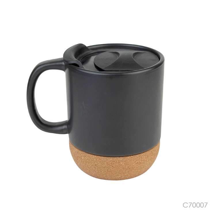 Wholesale custom  380ML Ceramic mug with cork base Cork 2