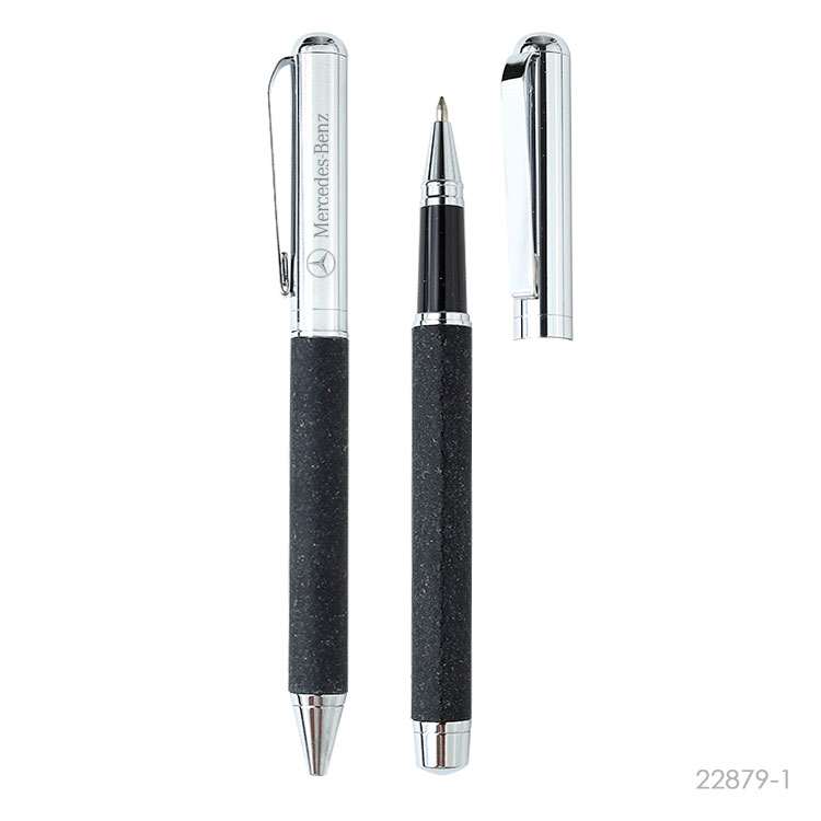 Wholesale custom  Recycled Leather Metal Ballpen& Roller pen Green Choice