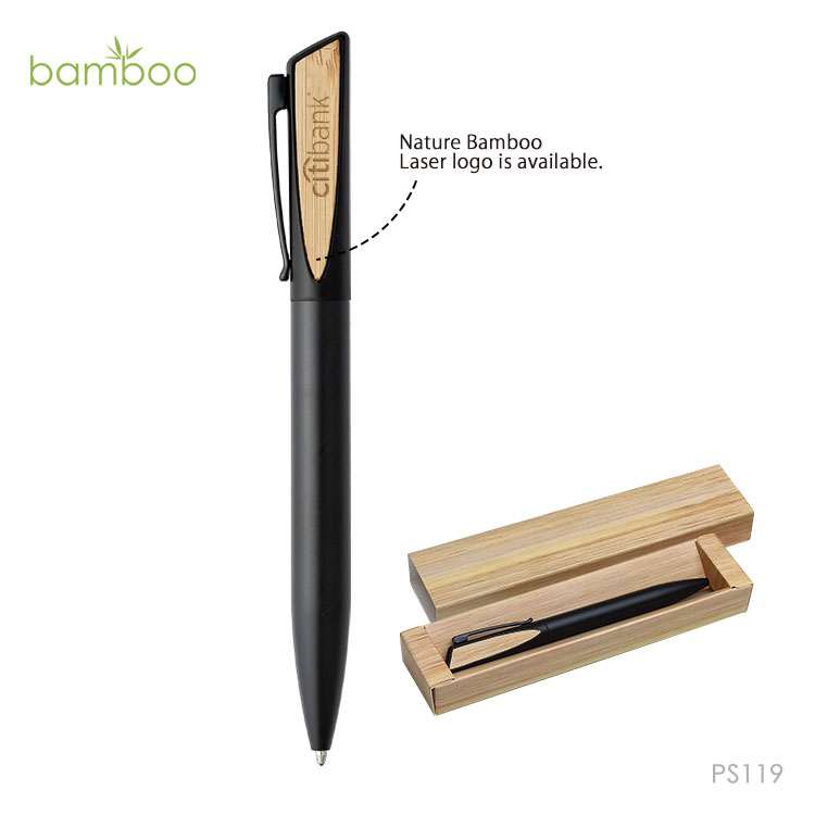 Wholesale custom  Aluminium Ball Pen With Bamboo Accessory Bamboo