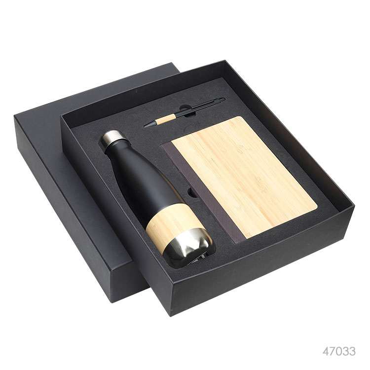 Wholesale custom  Bamboo Pen & Notebook & Vacuum Bottle Gift Set Notebook sets 2