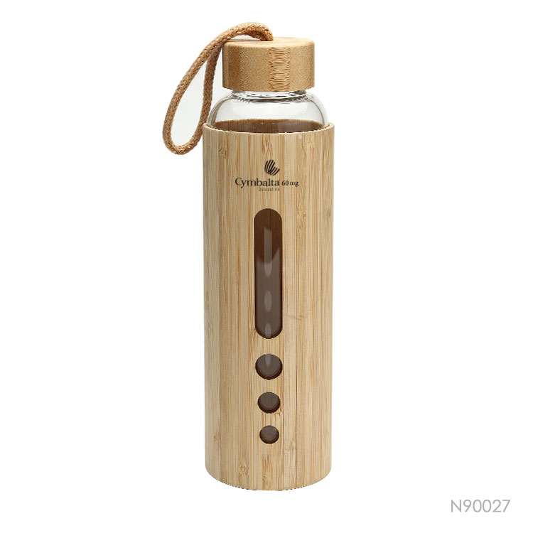 Wholesale custom  550ML Glass bottle with bamboo shell Bamboo