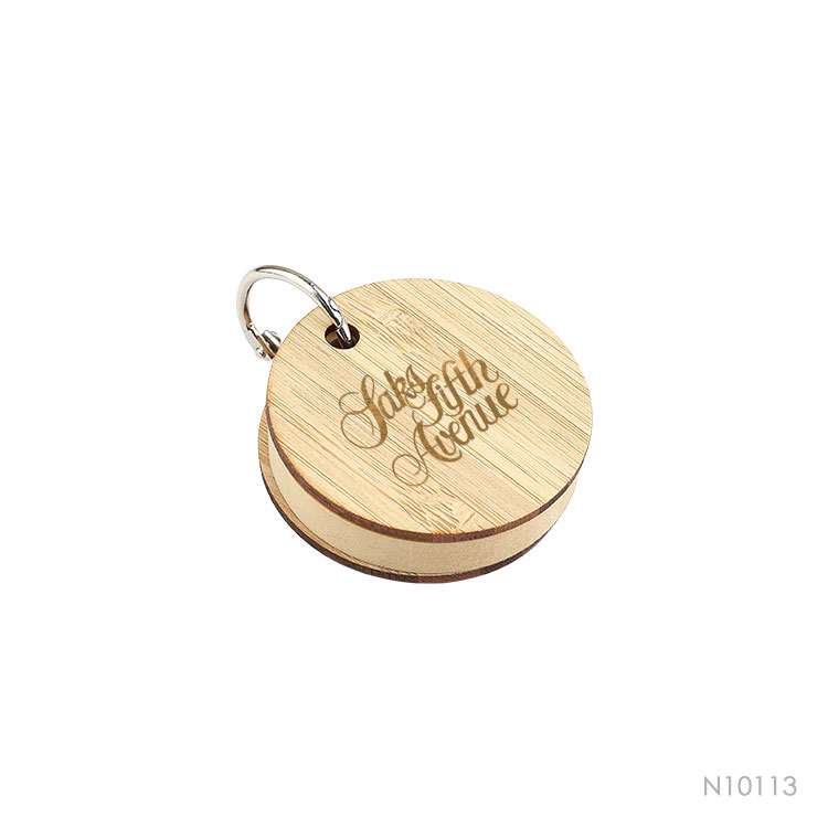Wholesale custom  Round bamboo sticky notes keychain two in one Bamboo