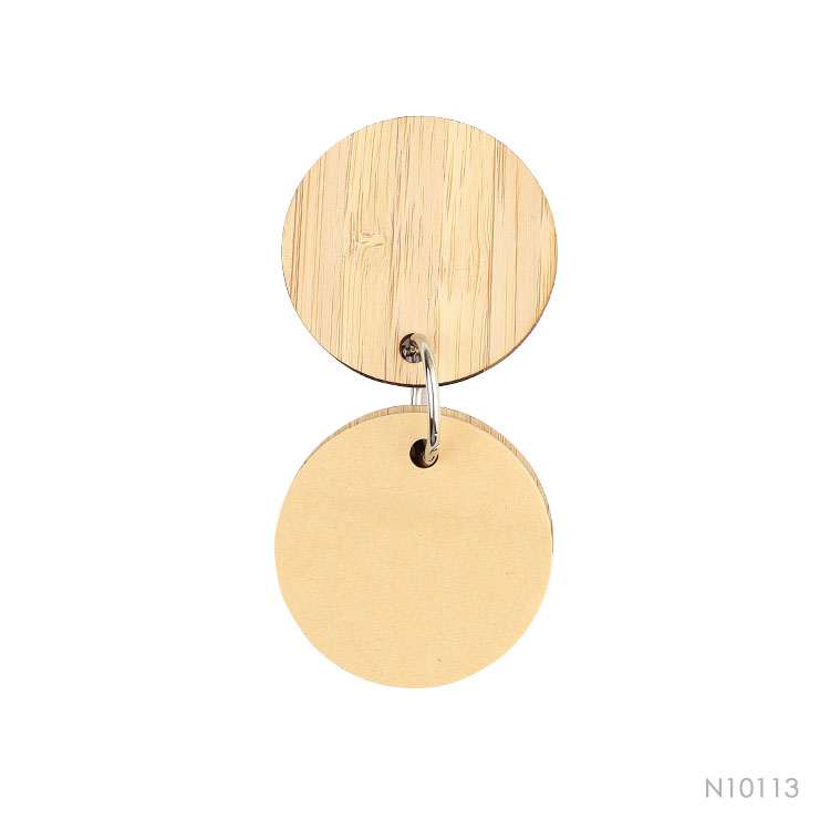 Wholesale custom  Round bamboo sticky notes keychain two in one Bamboo 2