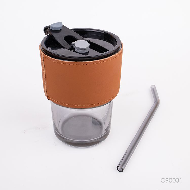 Wholesale custom  350ML Glass tumbler with straw Drinkware
