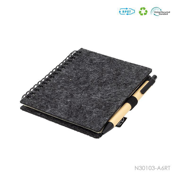 Wholesale custom  A6 RPET-Felt Spiral Notebook RPET-Felt
