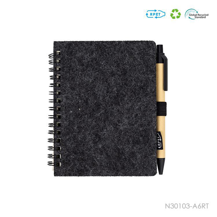 Wholesale custom  A6 RPET-Felt Spiral Notebook RPET-Felt 2