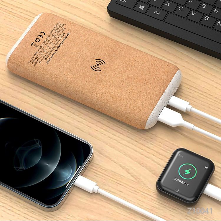 Wholesale custom  Cork Wireless Power Bank Charging Cables 2