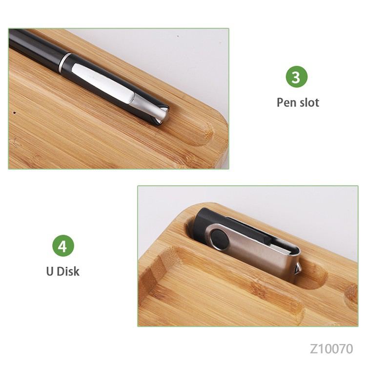 Bamboo Wireless Charging Pad Desktop Organizer PROSTARPromotional Gifts