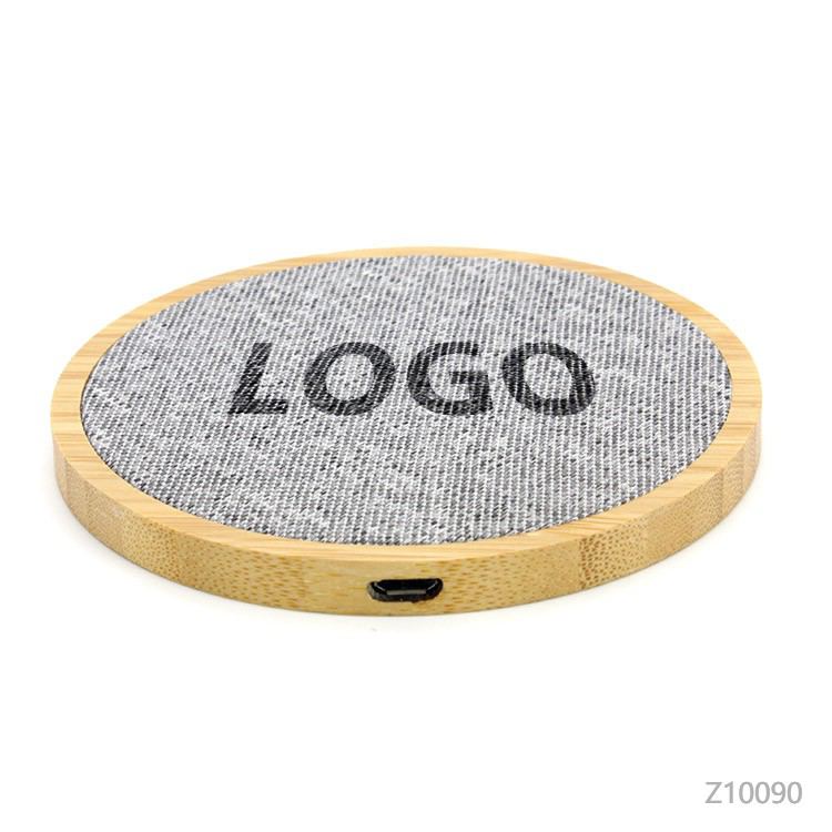 Wholesale custom  Round  Qi Wireless Charger Pad Bamboo