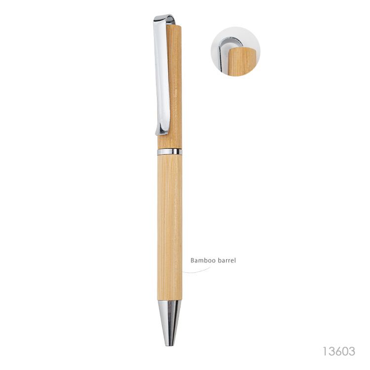Wholesale custom  Metal Clip Bamboo Ballpoint pen Office Accessories