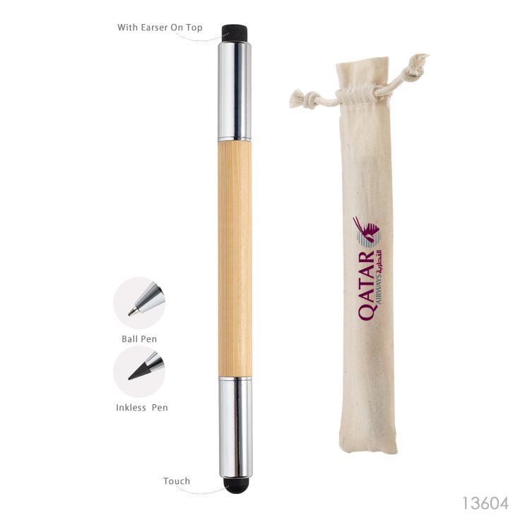 Wholesale custom  3 IN 1 BAMBOO Pen Office Accessories