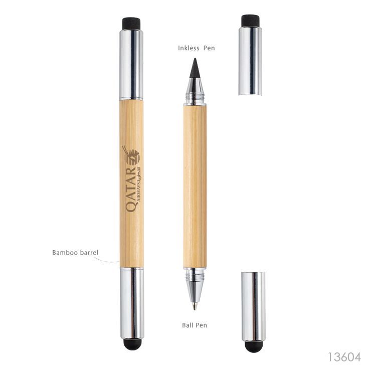 Wholesale custom  3 IN 1 BAMBOO Pen Office Accessories 2