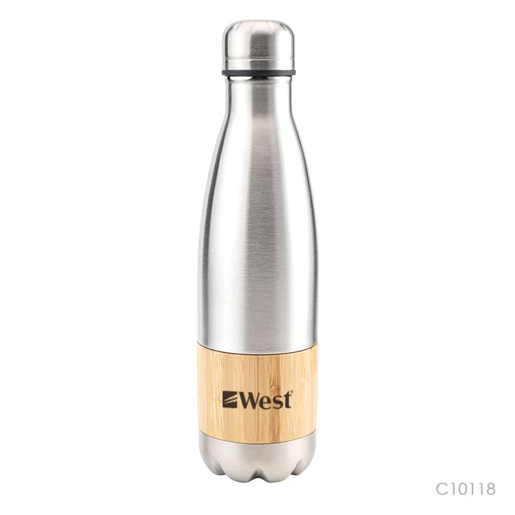 Wholesale custom  500ML Double wall recycled stainless steel bottle Bamboo