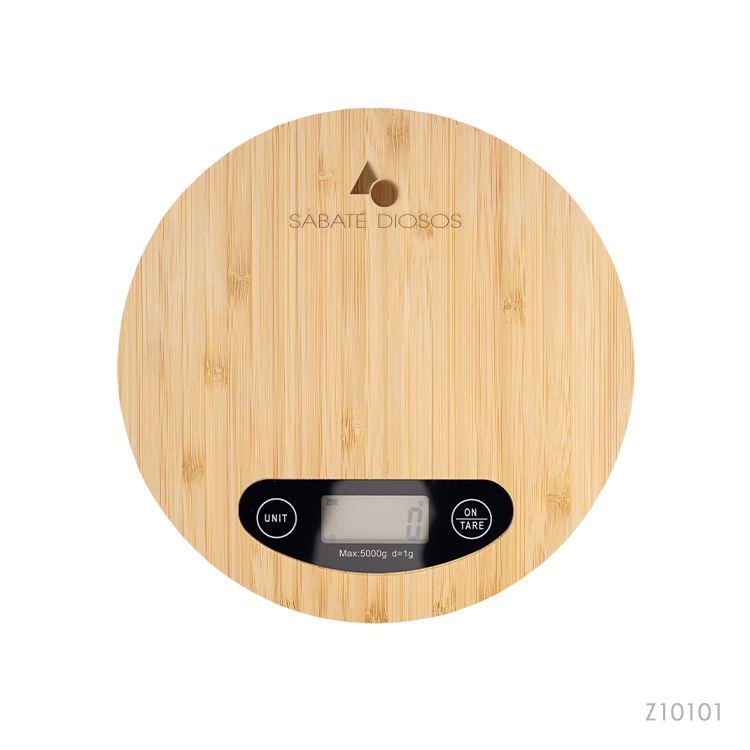 Wholesale custom  Round Bamboo LED Display Weighing Food Scale for Cooking Bamboo