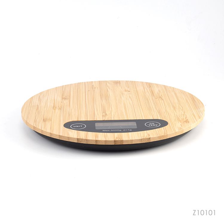 Wholesale custom  Round Bamboo LED Display Weighing Food Scale for Cooking Bamboo 2