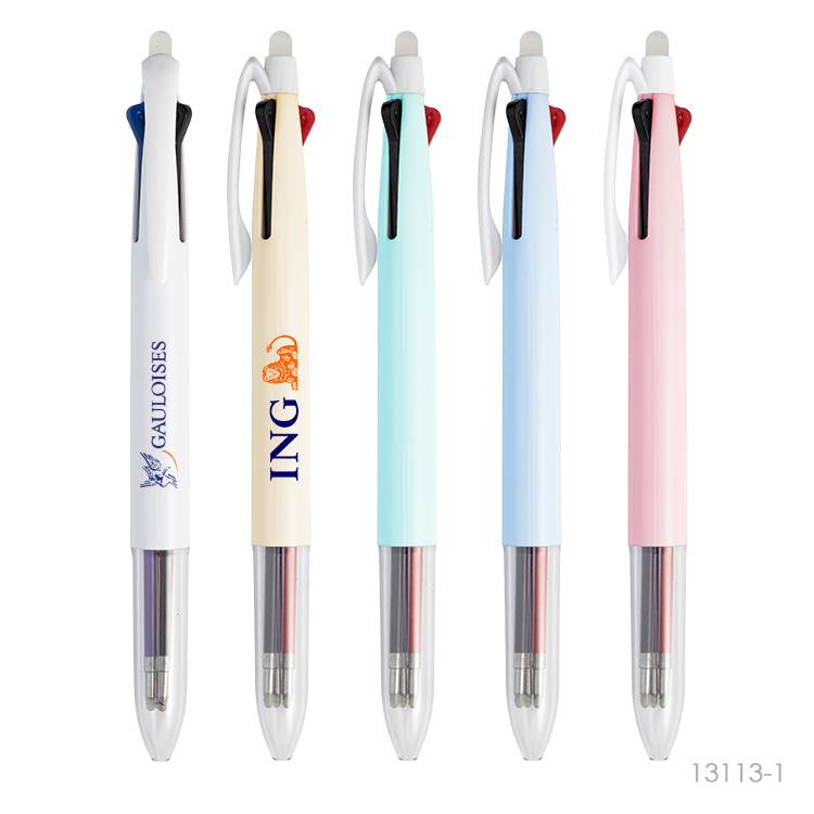 Wholesale custom  Plastic 3 ink color touch erasable gel pen Multi-Color Pen