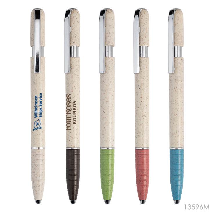 Wholesale custom  Plastic Wheat straw ball pen Green Choice