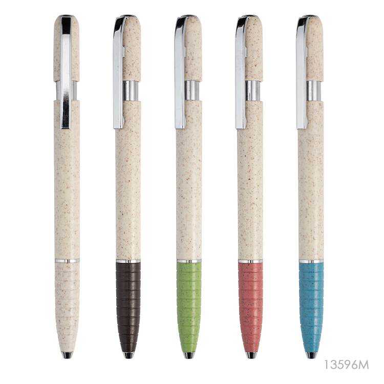 Wholesale custom  Plastic Wheat straw ball pen Green Choice 2