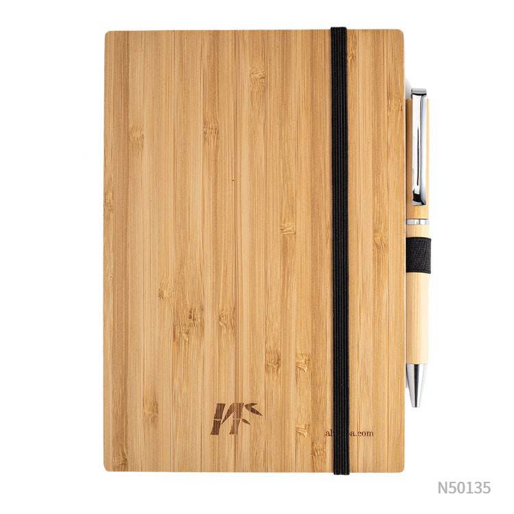 Wholesale custom  Eco-Friendly Notebooks Natural Bamboo Board Cover Bamboo