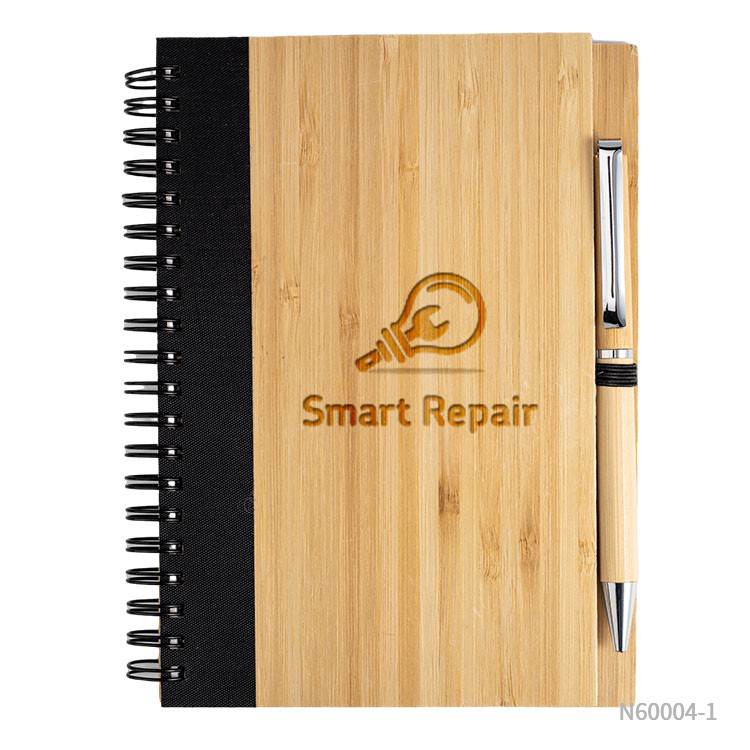Wholesale custom  Solid Bamboo Board Hardcover Executive Notebooks Bamboo